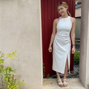 White Sleeveless Maxi Dress with Slit